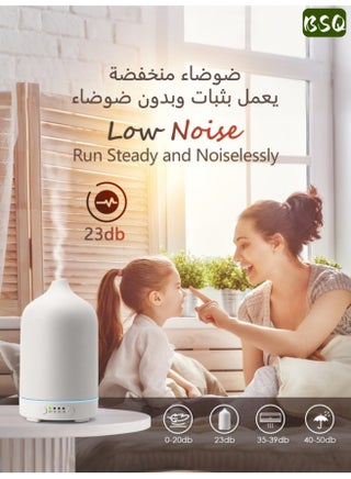 Large-capacity ceramic essential oil diffuser | Ultrasonic air humidifier | Aromatherapy essential oil diffuser | Rechargeable aromatherapy diffuser | With 7-color LED light | Automatic power-off function | 4 timer modes | Quiet operation | Suitable for home, office and yoga, helping you relax. - view 3